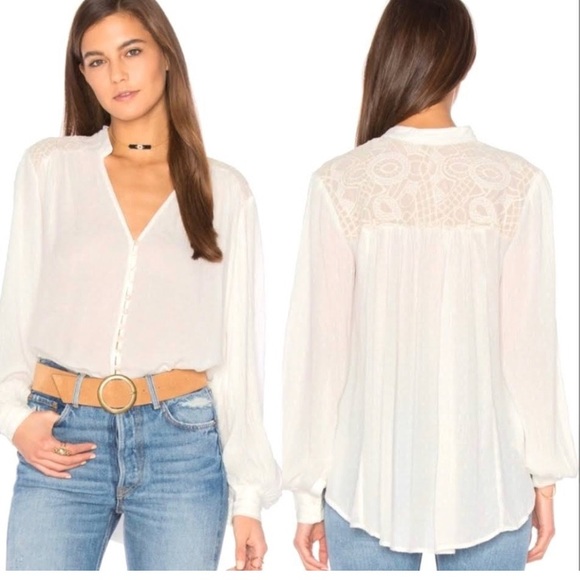 Free People Tops - Free People Lacey White button down long sleeve Top Size XS NEW